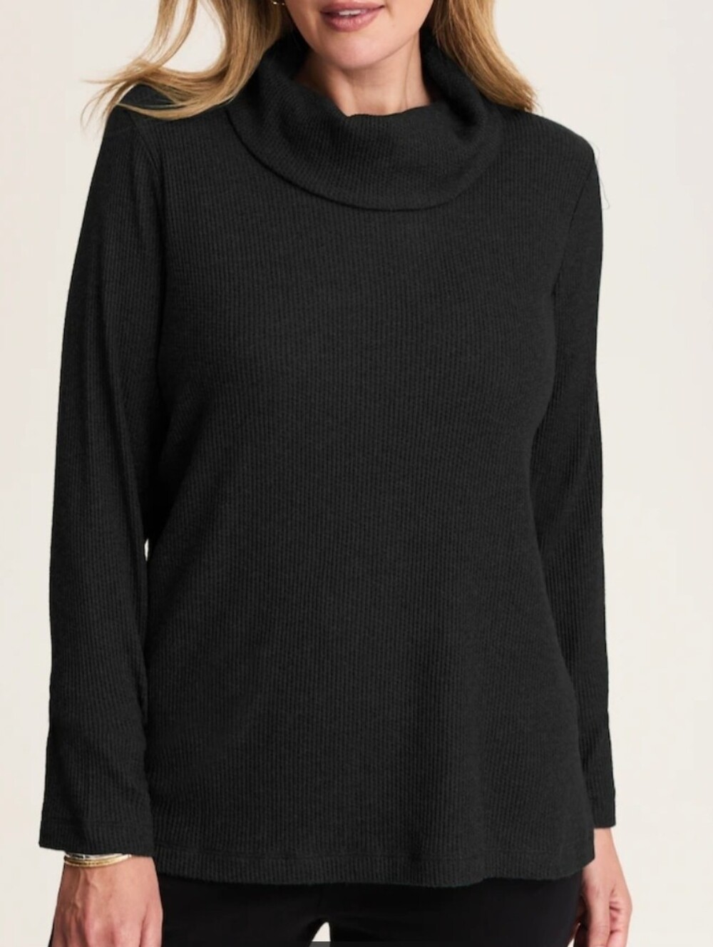 NWT J. Jill Fit Women's Black Cowlneck Knit Sweatshirt SZ M